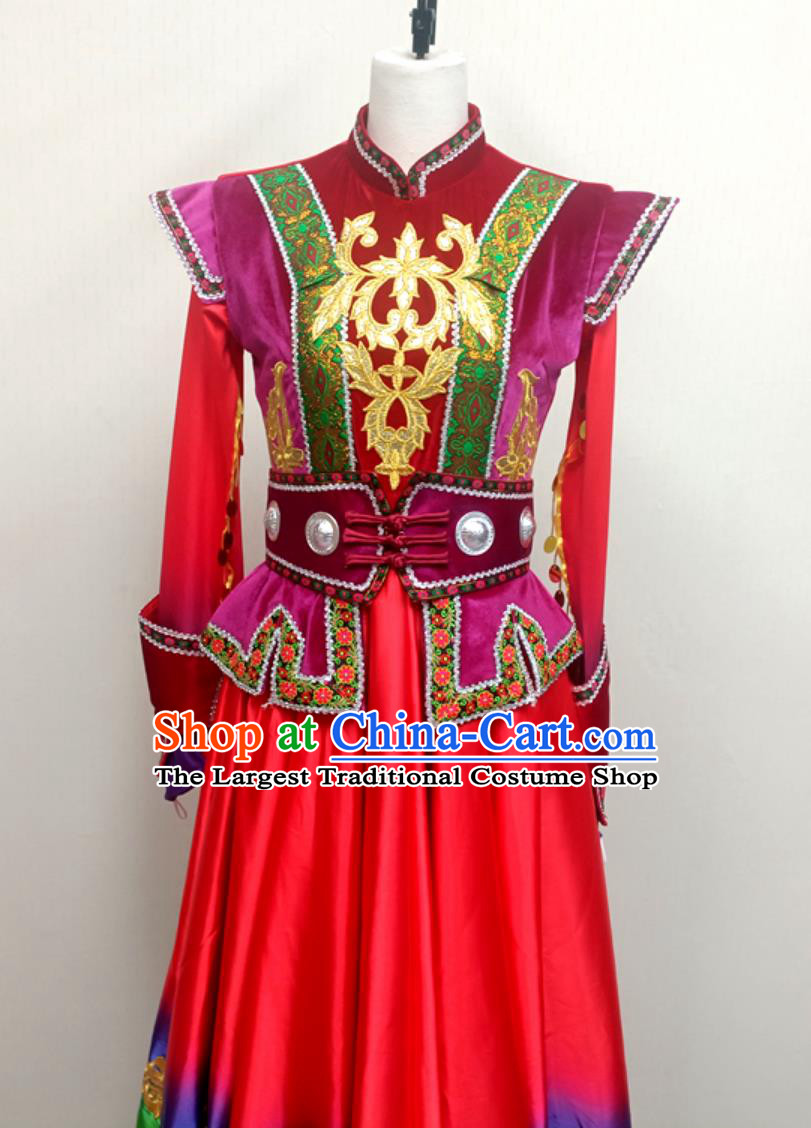 Mongolian Performance Costume Women Chinese Ethnic Minority Mongolian Robe Art Exam Performance Dress