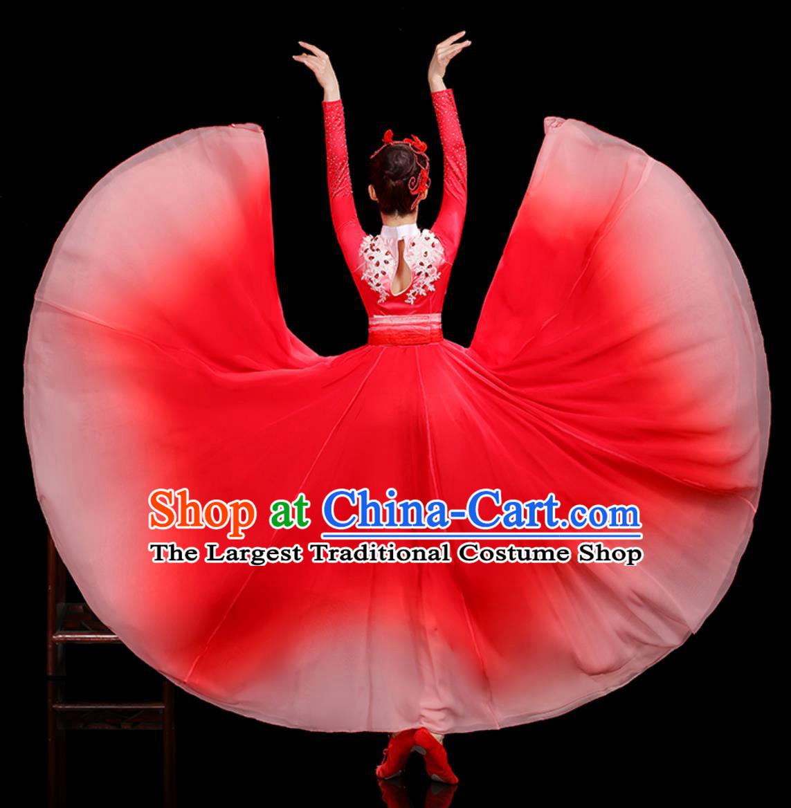 Degree Opening Dance Flared Dress Chinese Women Group Performance Costume