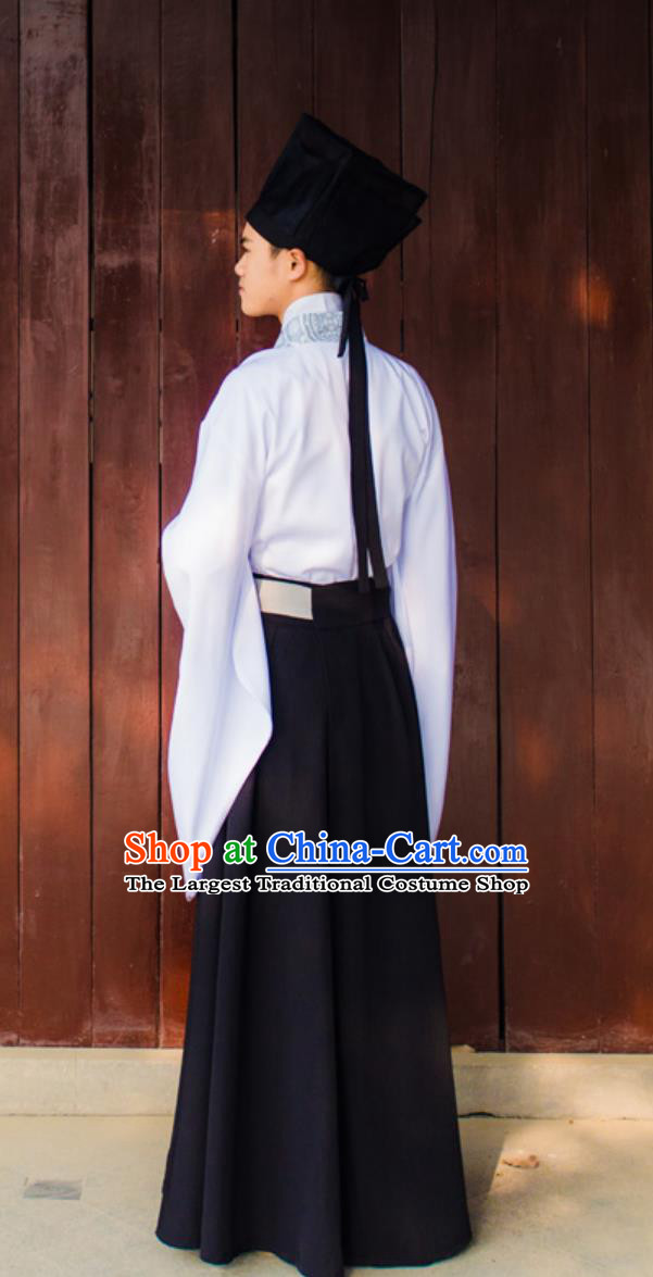 Traditional Mens Hanfu Ming Dynasty Formal Ceremonial Gown Chinese Embroidered Overcoat Cross Collar Ruqun Outfit