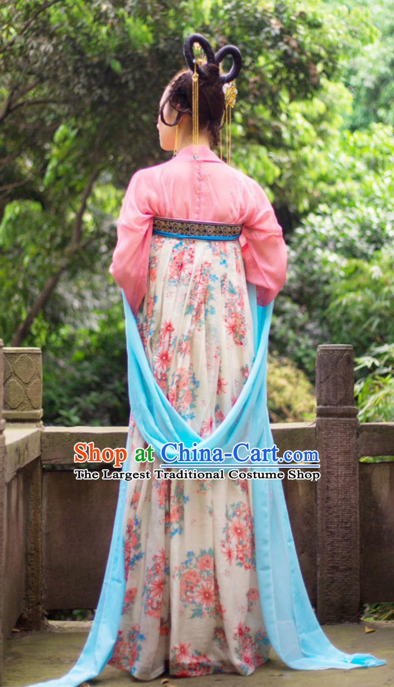 Hanfu Traditional Jacquard Printed Tang Dynasty Dress Ancient Chinese Court Woman Duijin Qixiong Ruqun