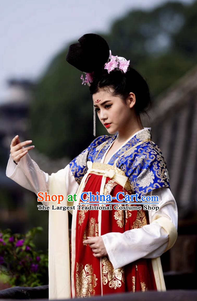 Half Sleeve Chinese Tang Dynasty Qixiong Ruqun Traditional Chinese Hanfu Dress