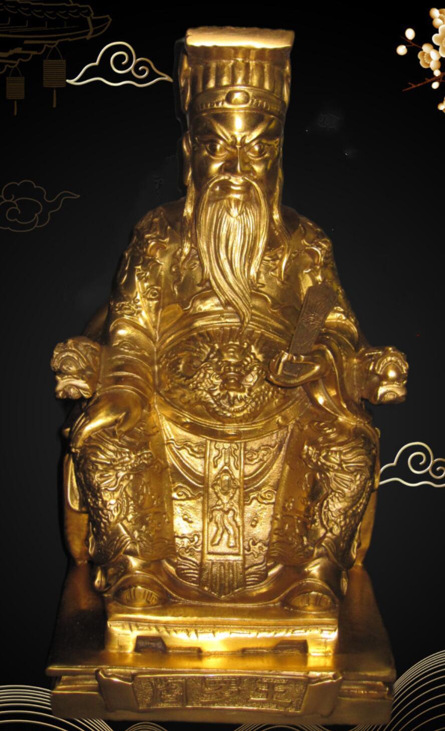 Brass King Of Hell Ornament Ten Courts Of Hell Deity Yan Wang Statue Handmade Yanluo Wang Full Copper Statue