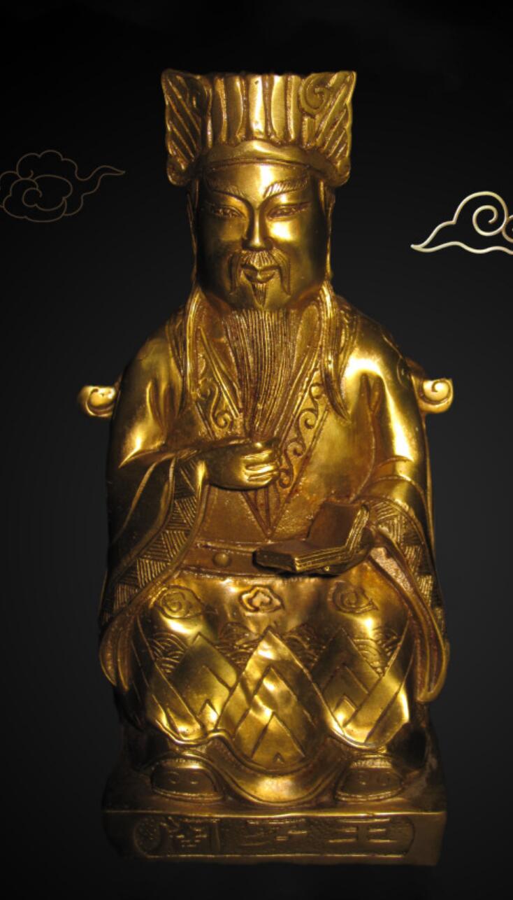 Ten Courts Of Hell Deity Yan Wang Statue Handmade Brass Yanluo Wang Statue King Of Hell Ornament