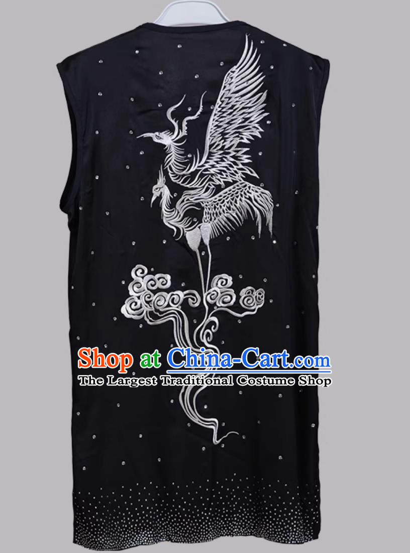 Nanquan Auspicious Clouds Costume Black Crystal Rhinestone Chinese Kung Fu Training Suit Wushu Clothing