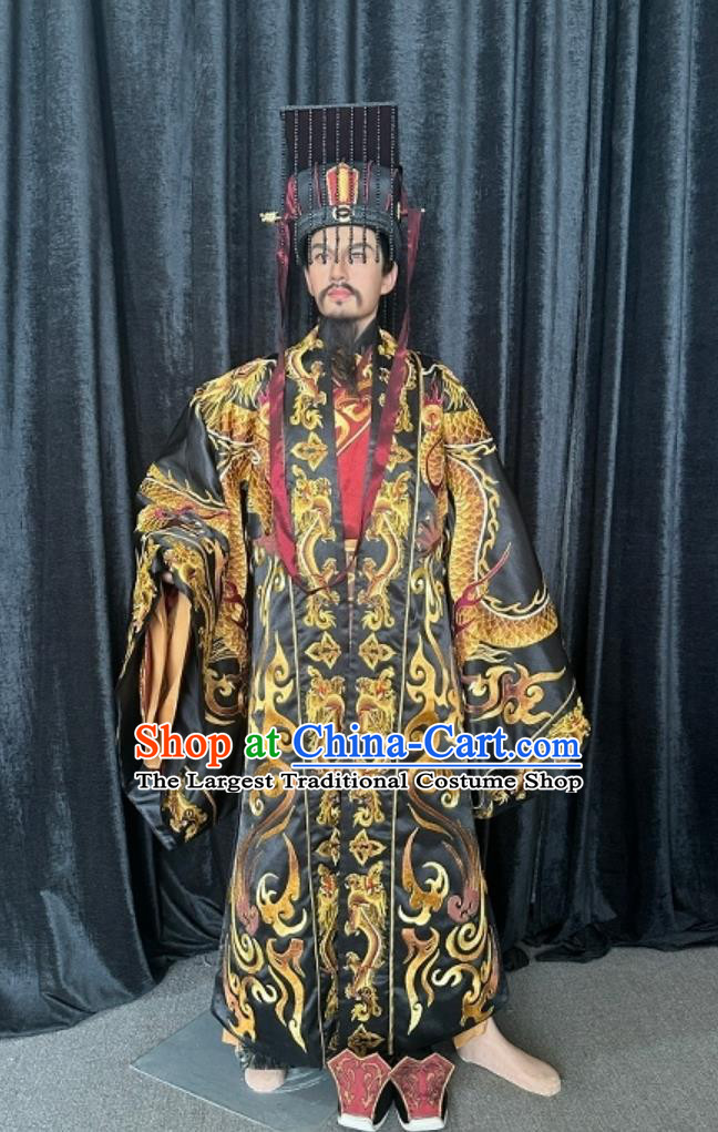 Qin Dynasty Emperor Embroidered Luxurious Dragon Robe Traditional Chinese Ancient First Monarch Qin Shi Huang Attire