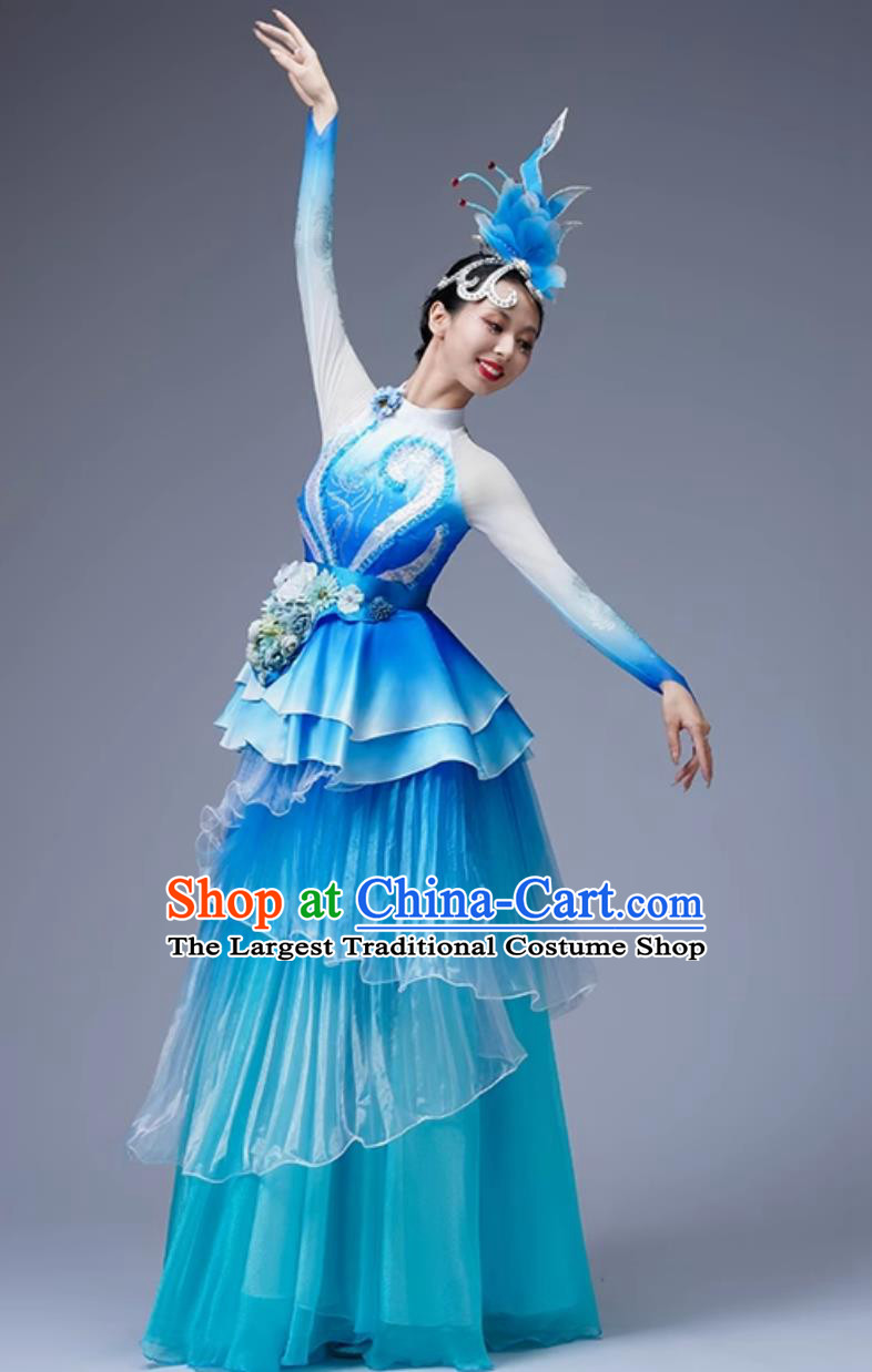 Grand Opening Dance Flared Dress Women Elegant Performance Costume Chinese Spring Festival Gala Stage Puffy Dance Attire