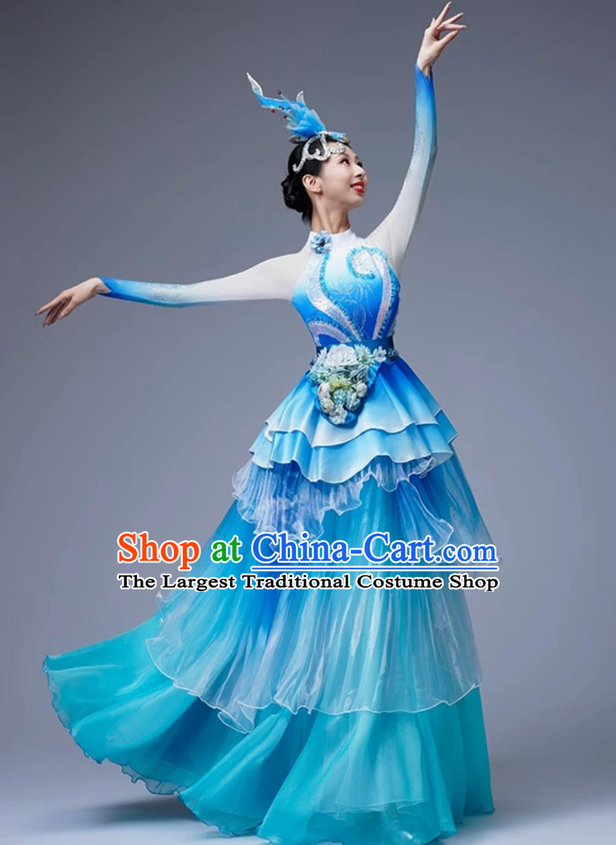 Grand Opening Dance Flared Dress Women Elegant Performance Costume Chinese Spring Festival Gala Stage Puffy Dance Attire