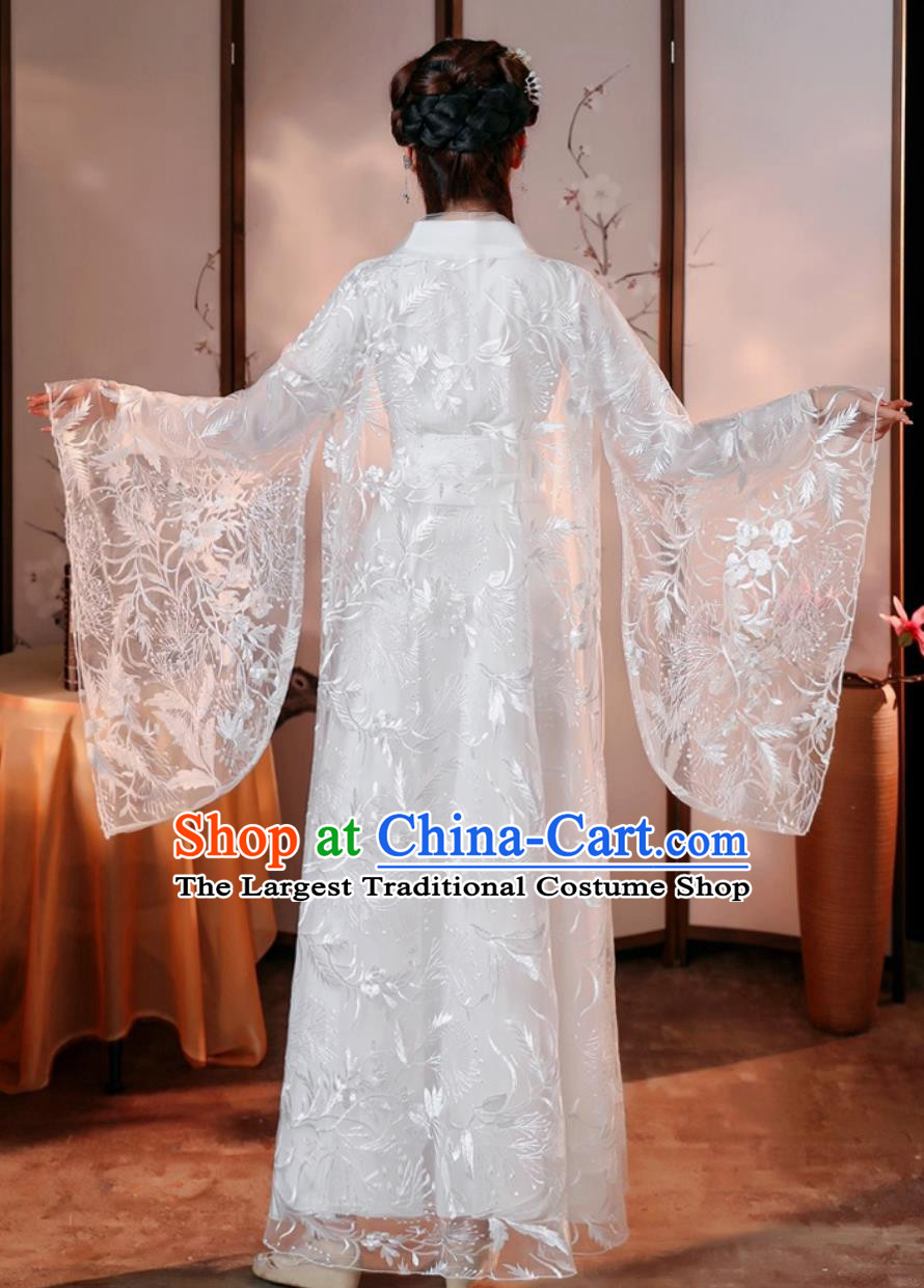 White Hanfu Dance Costume Classical Performance Dress Women Elegant Chinese Ancient Fairy Clothing