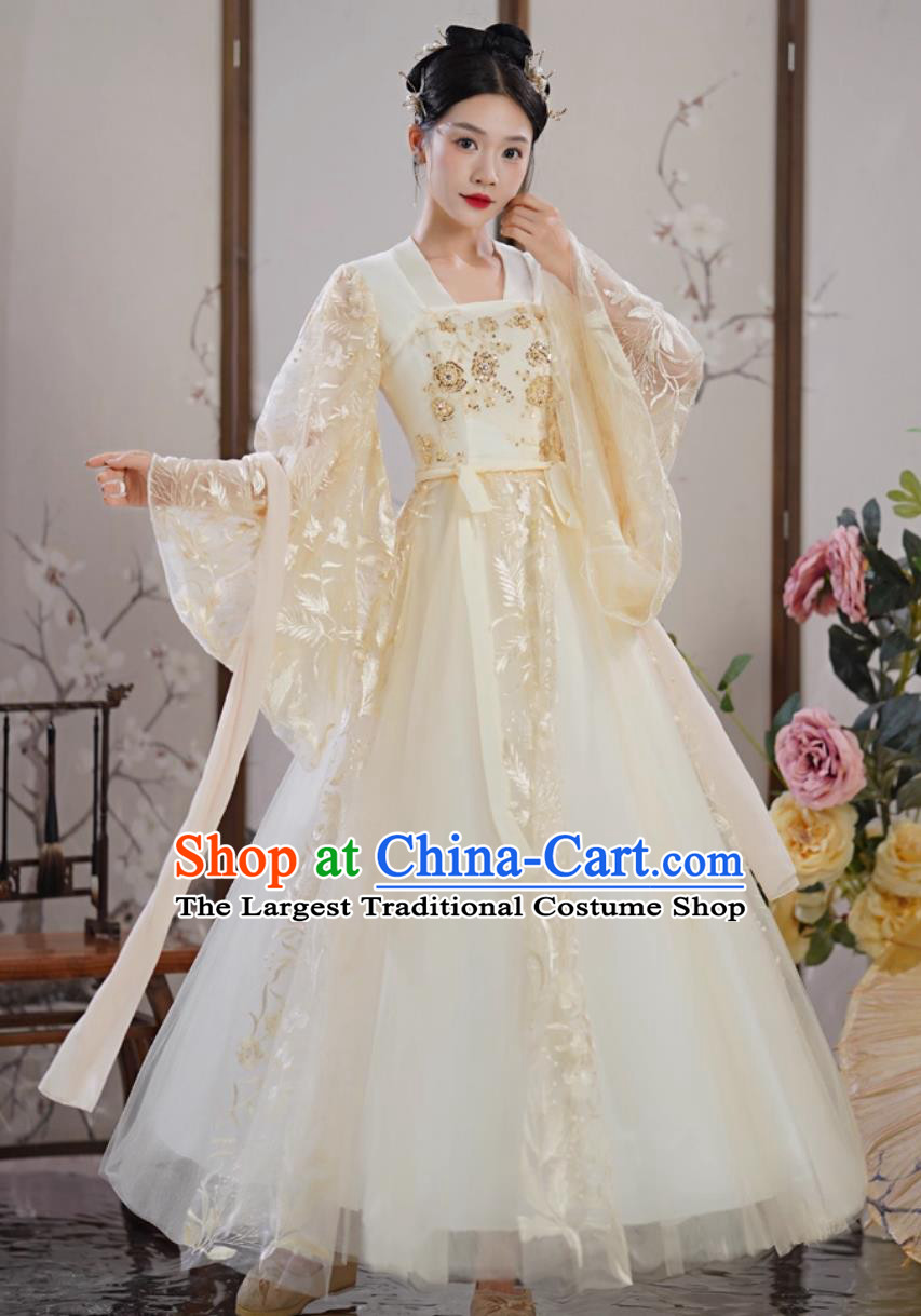 Modified Hanfu Women Wide Sleeve Fairy Dress Ancient Chinese Dance Performance Costume