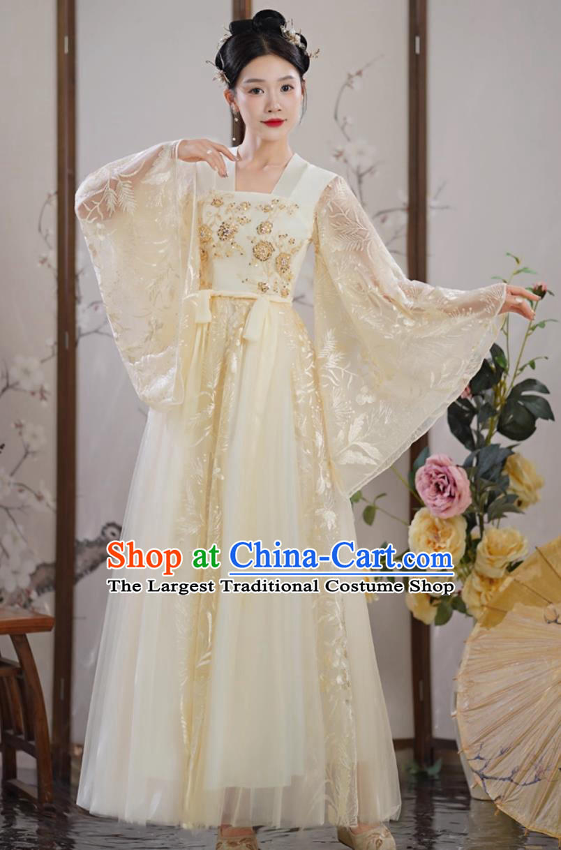 Modified Hanfu Women Wide Sleeve Fairy Dress Ancient Chinese Dance Performance Costume
