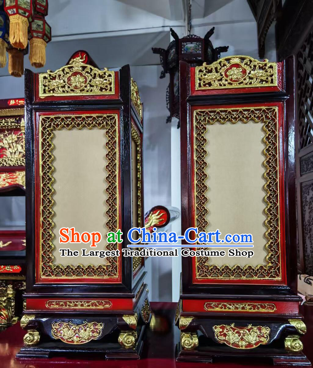 Handmade Wood Desk Lantern Traditional Chinese Lamp Ancestral Hall Offering Lamp