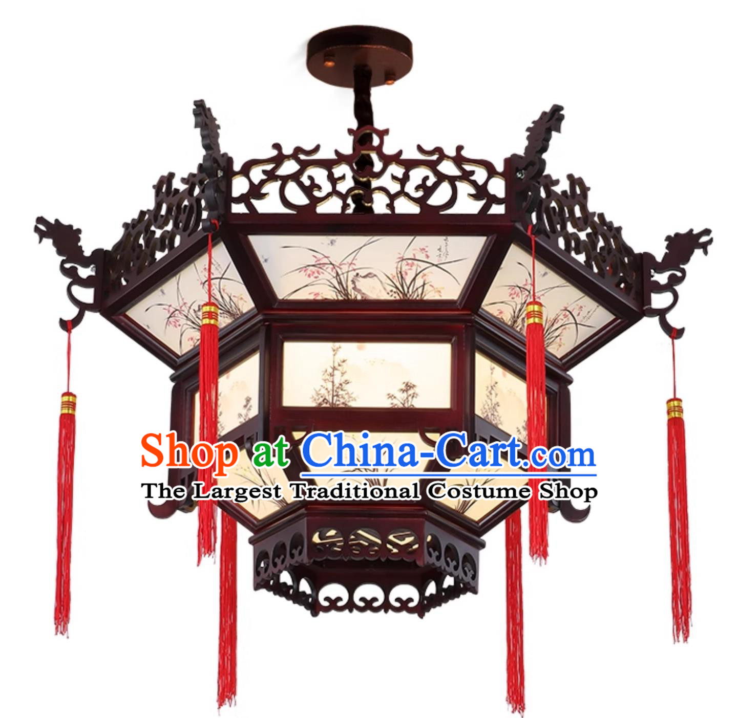 Large White LED Palace Lantern Chinese Wood Vintage Lamp Ancient Hall Restaurant Teahouse Temple Lantern