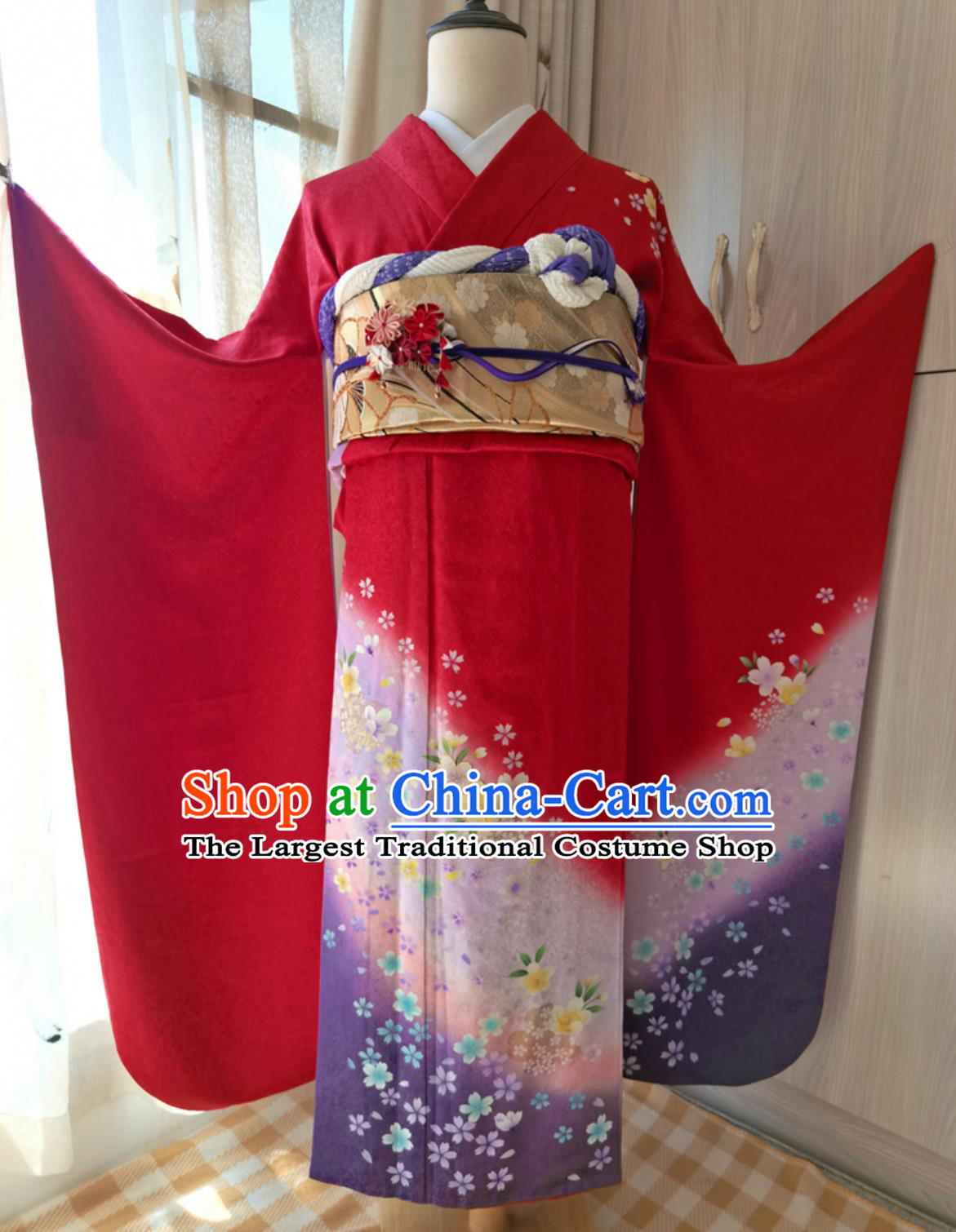 Kyoto National Costume Japanese Traditional Women Formal Silk Furisode Kimono