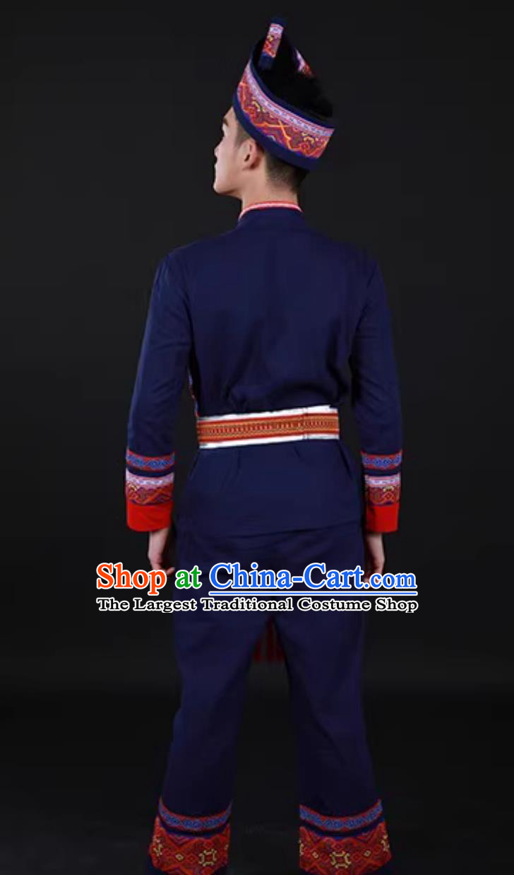 Traditional Chinese Minority Performance Attire Guangxi Zhuang Ethnic Men Dance Costume