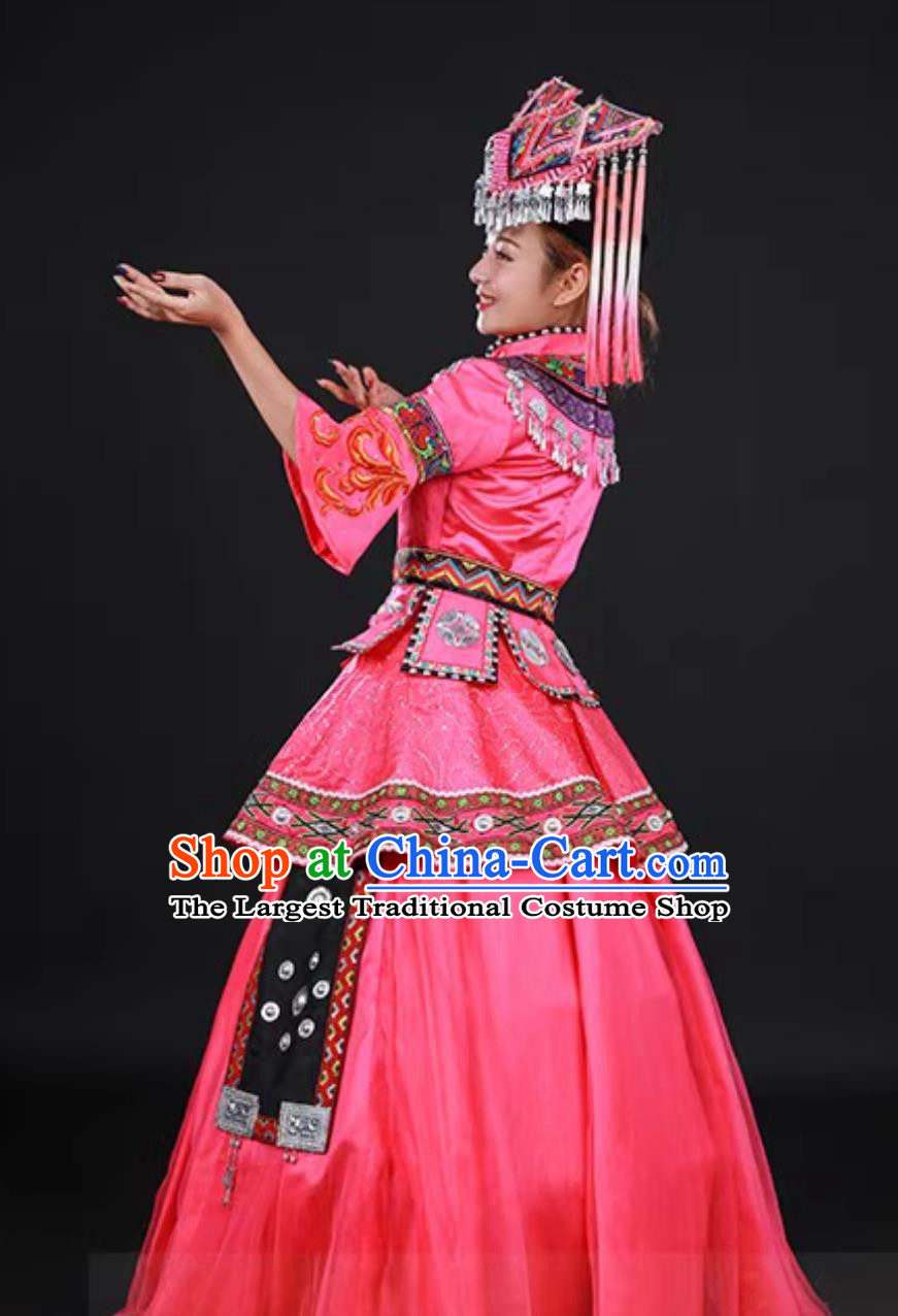Embroidered Zhuang Ethnic Women Performance Costume March Third Festival Guangxi Yunnan Ceremonial Dress