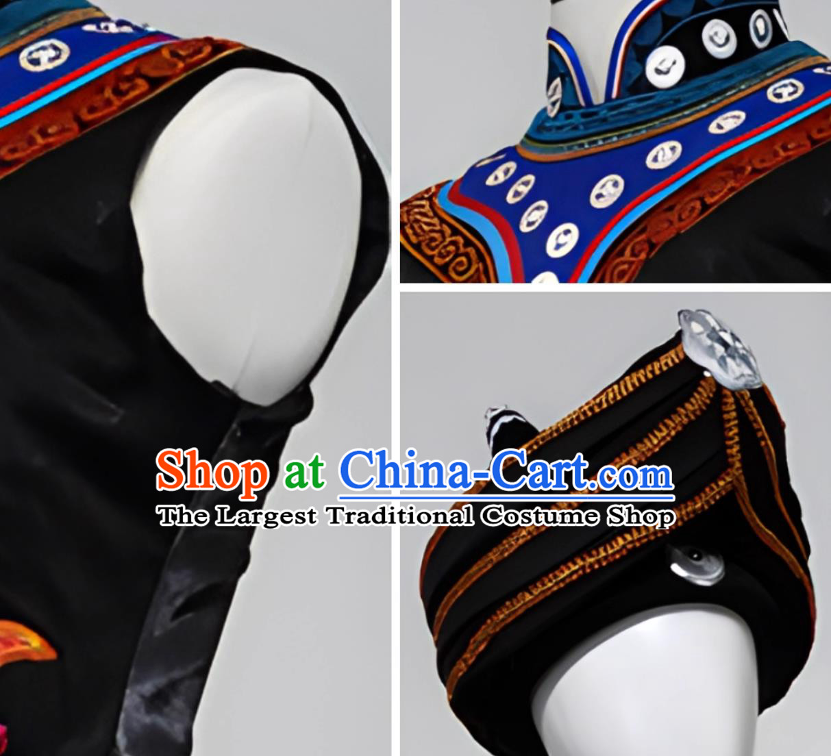 Yunnan Minority Ethnic Men Embroidered Costume Chinese Torch Festival Performance Attire
