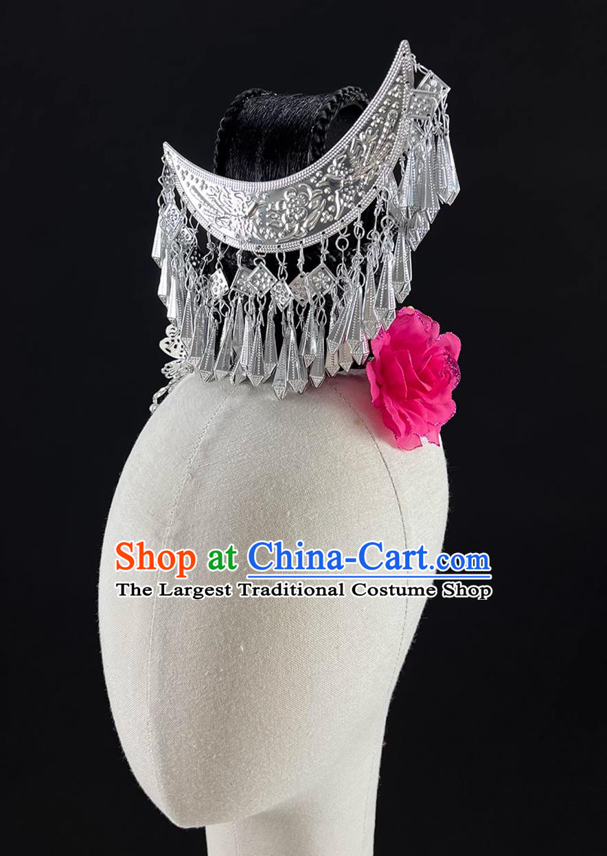 Miao Festival Dance Headpiece Performance Hair Jewelries Chinese Ethnic Minority Miao Headdress