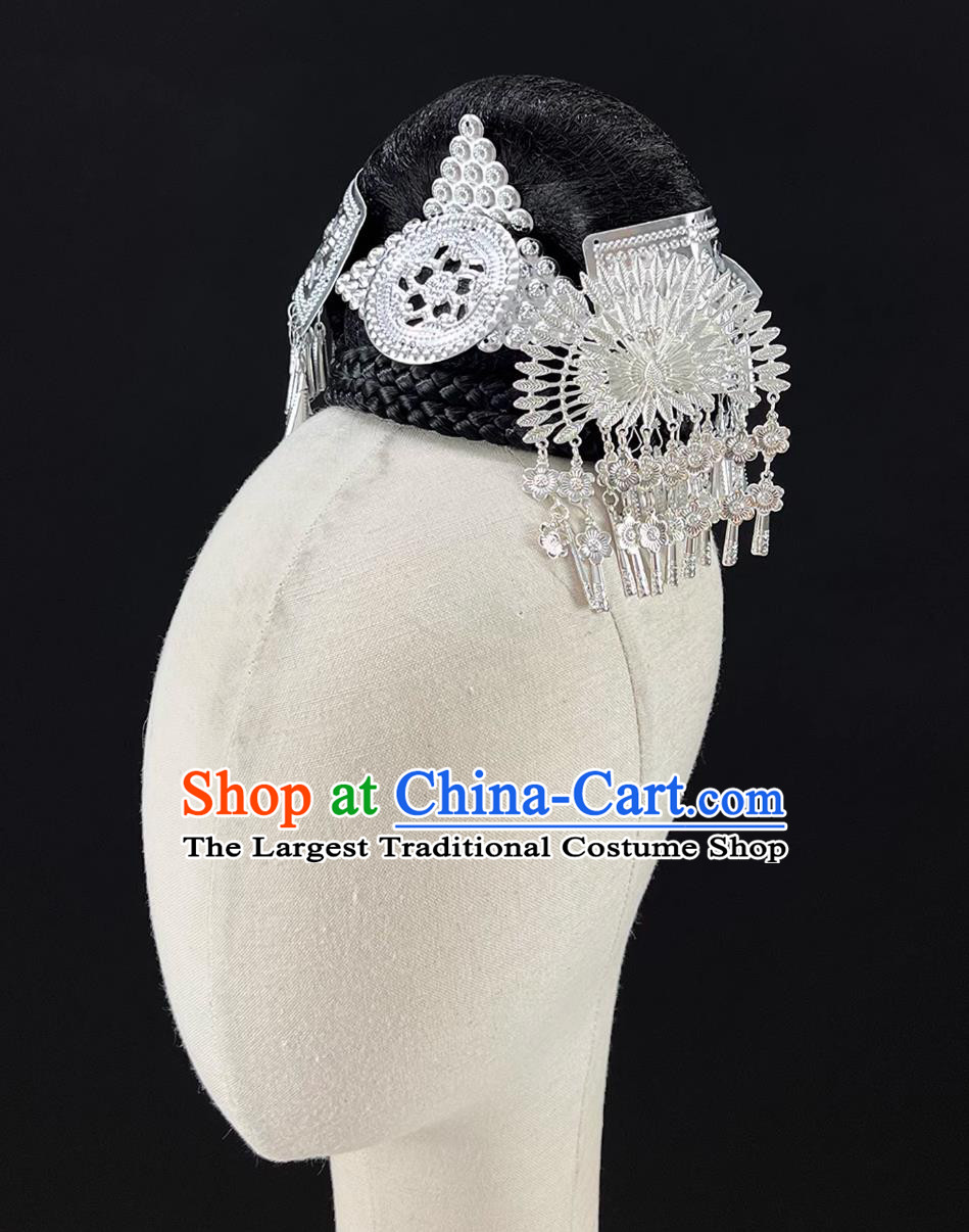Tao Li Cup Women Solo Dance Headpieces Ethnic Minority Miao Wine Maiden Headdress