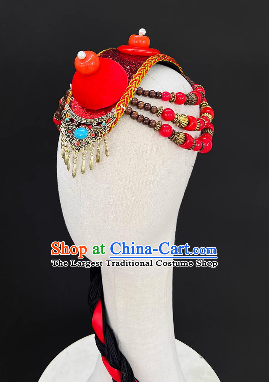 Zang Ethnic Minority Dance Performance Braids Hair Jewelry Tibetan Dance Headdress