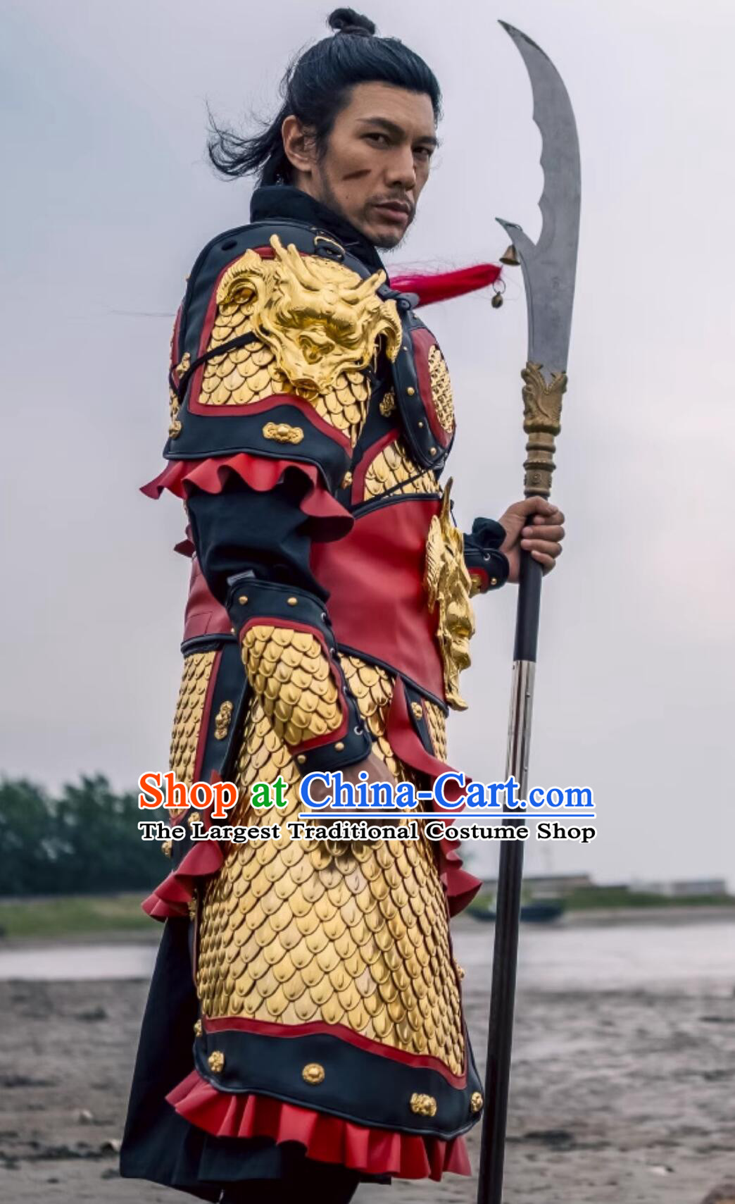 Chinese Ming Dynasty Armor Costumes Ancient China General Golden Helmet and Armour Complete Set
