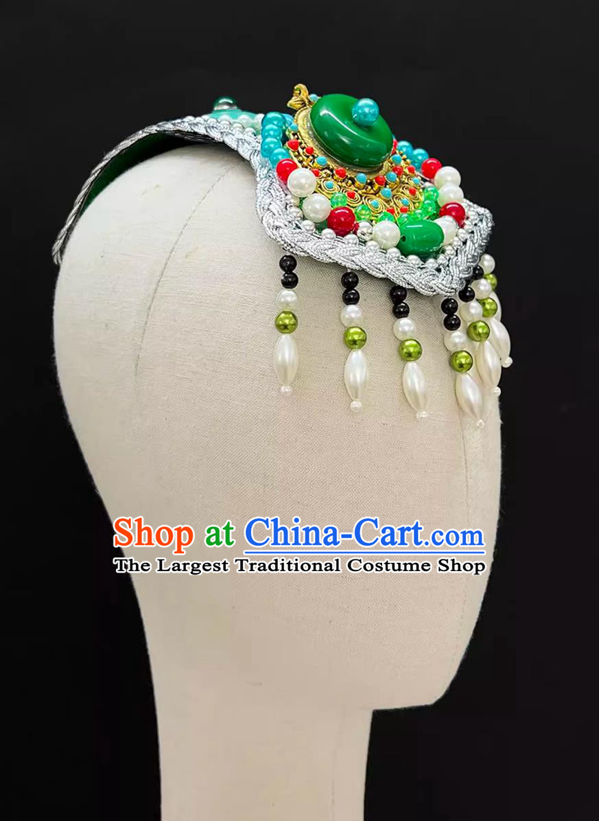 Chinese Zang Ethnic Dance Hair Jewelry Tibetan Female Performance Headdress