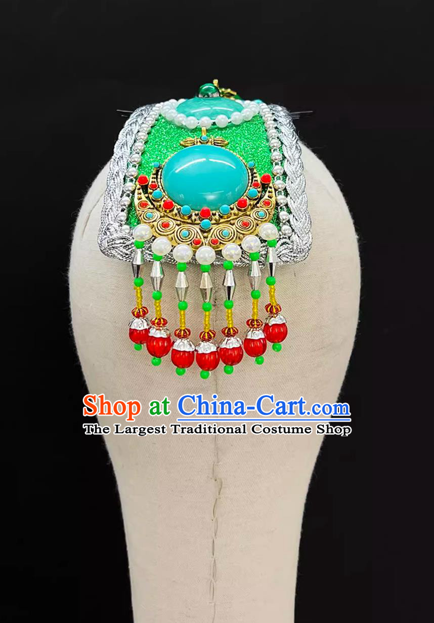 Chinese Zang Ethnic Dance Hair Jewelry Tibetan Female Performance Headdress