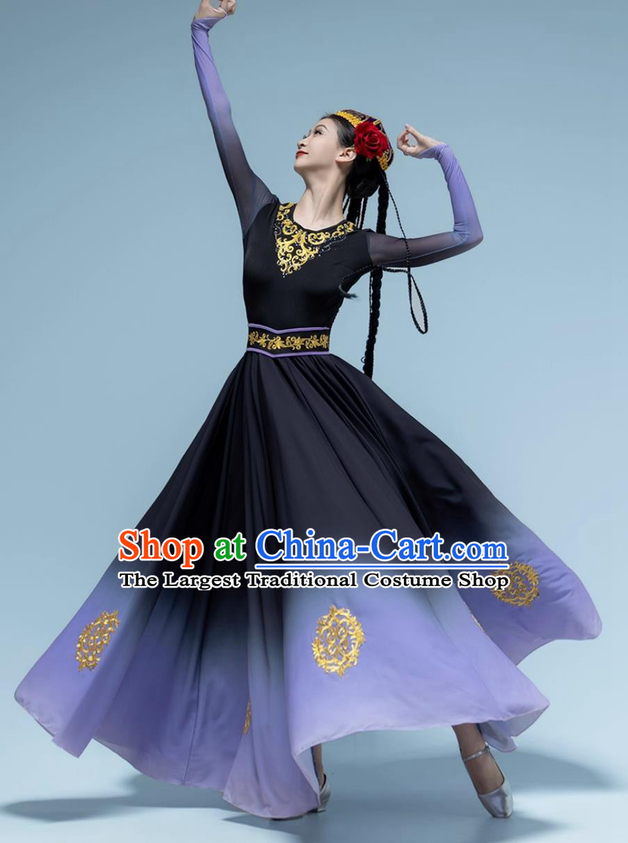 Uyghur Dance Performance Dress Xinjiang Dance Flowy Large Skirt Chinese Art Exam Clothing