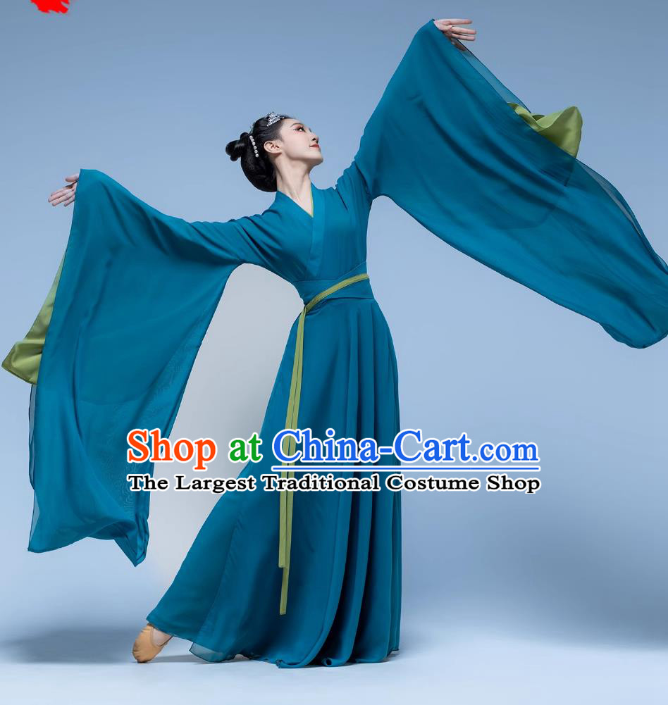 Hanfu Wide Sleeves Classical Dance Performance Costume Women Flowy Ancient Style Large Sleeve Gown