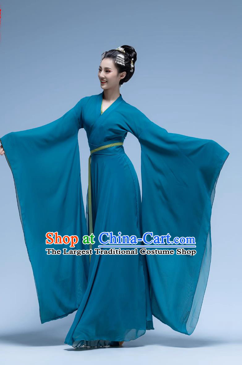 Hanfu Wide Sleeves Classical Dance Performance Costume Women Flowy Ancient Style Large Sleeve Gown