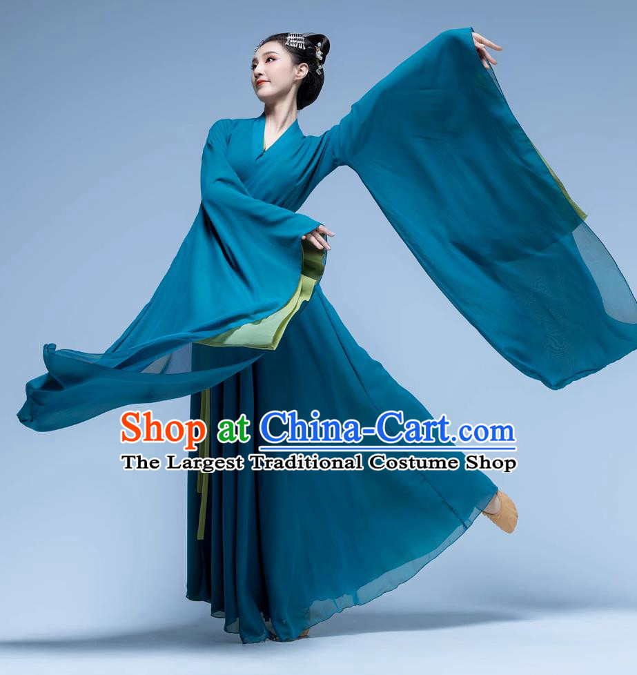 Hanfu Wide Sleeves Classical Dance Performance Costume Women Flowy Ancient Style Large Sleeve Gown