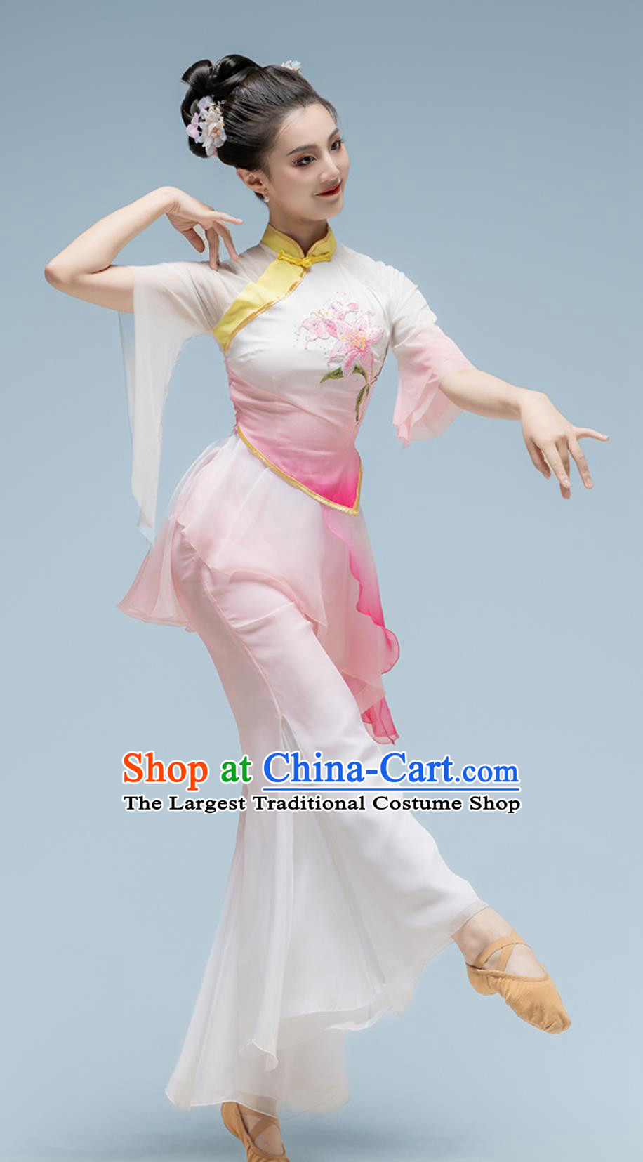Classical Dance Performance Costume Chinese Fan Dance Performance Clothing Women Group Dance Yangko Outfit