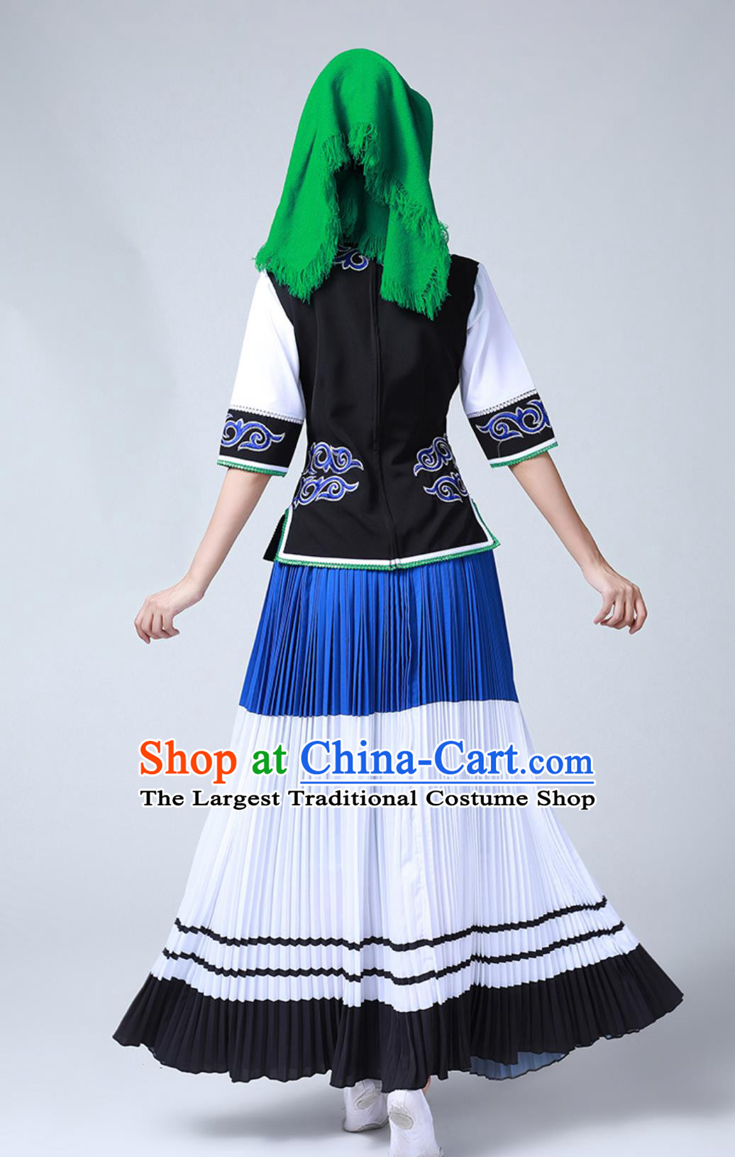 Chinese Ethnic Dance Performance Costume Yi Minority Large Skirt Outfit