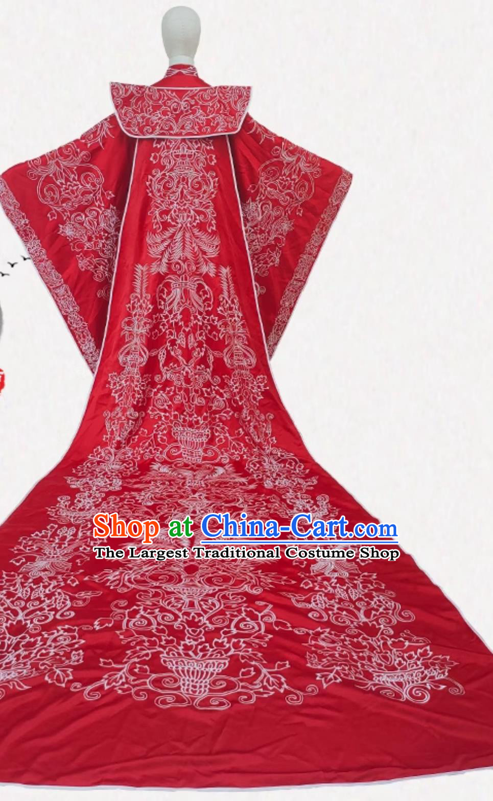 Ancient Chinese Embroidered Wedding Gown Eternal Love of Dream Ming Dynasty Hanfu Dilraba Dilmurat Feng Jiu Wedding Costume