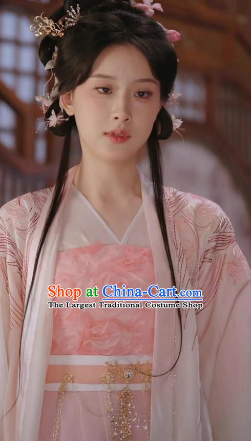 Chinese Short Drama My Lord Husband Is Whipped Shen Tangning Costume Traditional Hanfu Ancient Mistress Pink Dress
