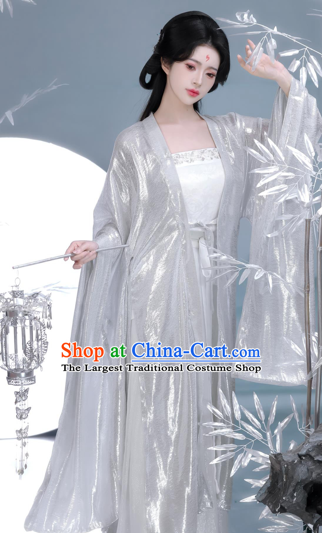Tang Dynasty Silk Wide Sleeve High Waisted Ruqun Set Traditional Chinese Clothing Ancient Princess White Hanfu