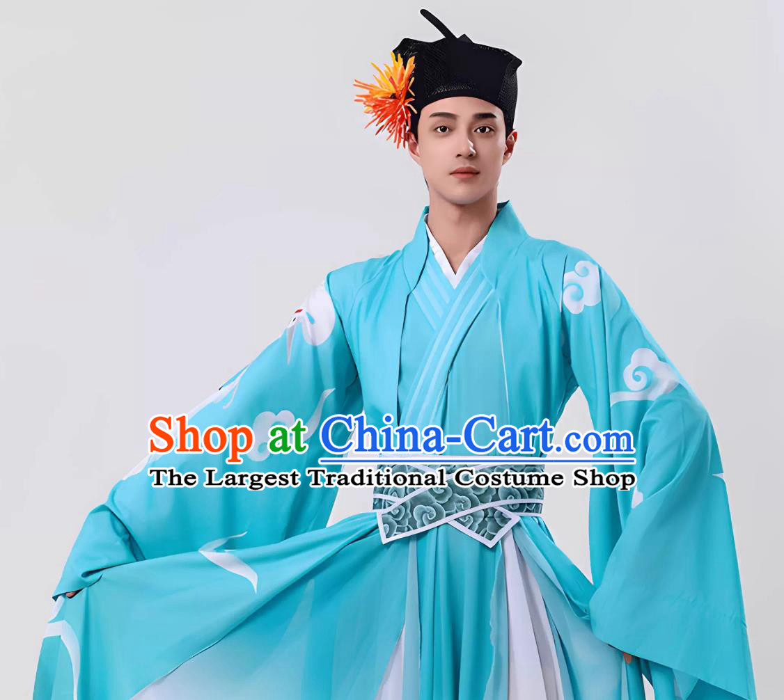 Henan Spring Gala Dance Clothing Chinese Han Tang Flower Hairpin Male Attire Classical Performance Divine Horse Auspicious Clouds Song Dynasty Costume
