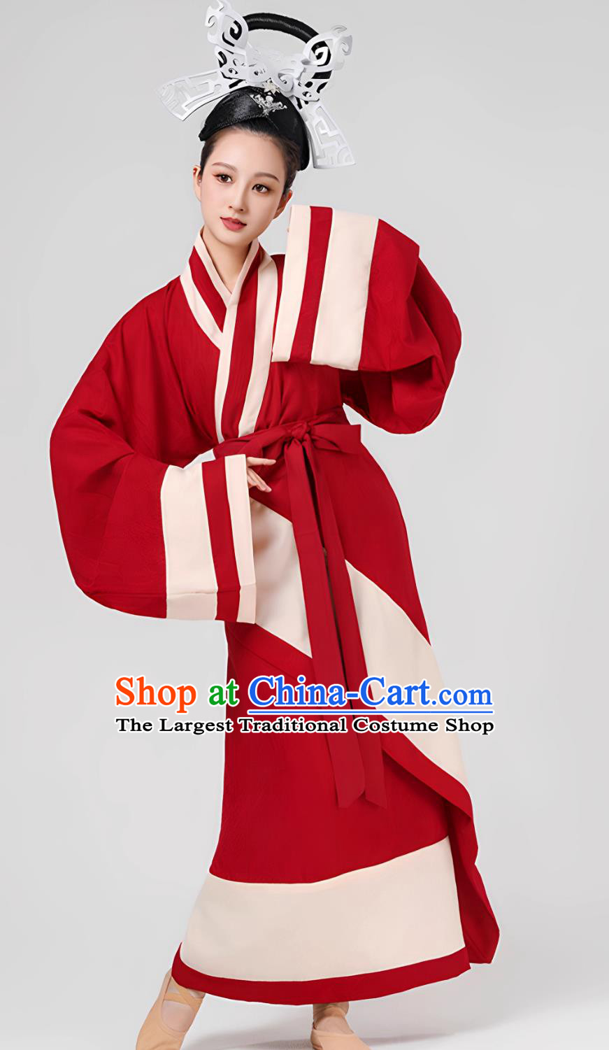Han Dancing Beauty Han Dynasty Quju Robe Drum Dance Flying Swallow Costume Stage Performance Wine Red Ancient Hanfu Dress