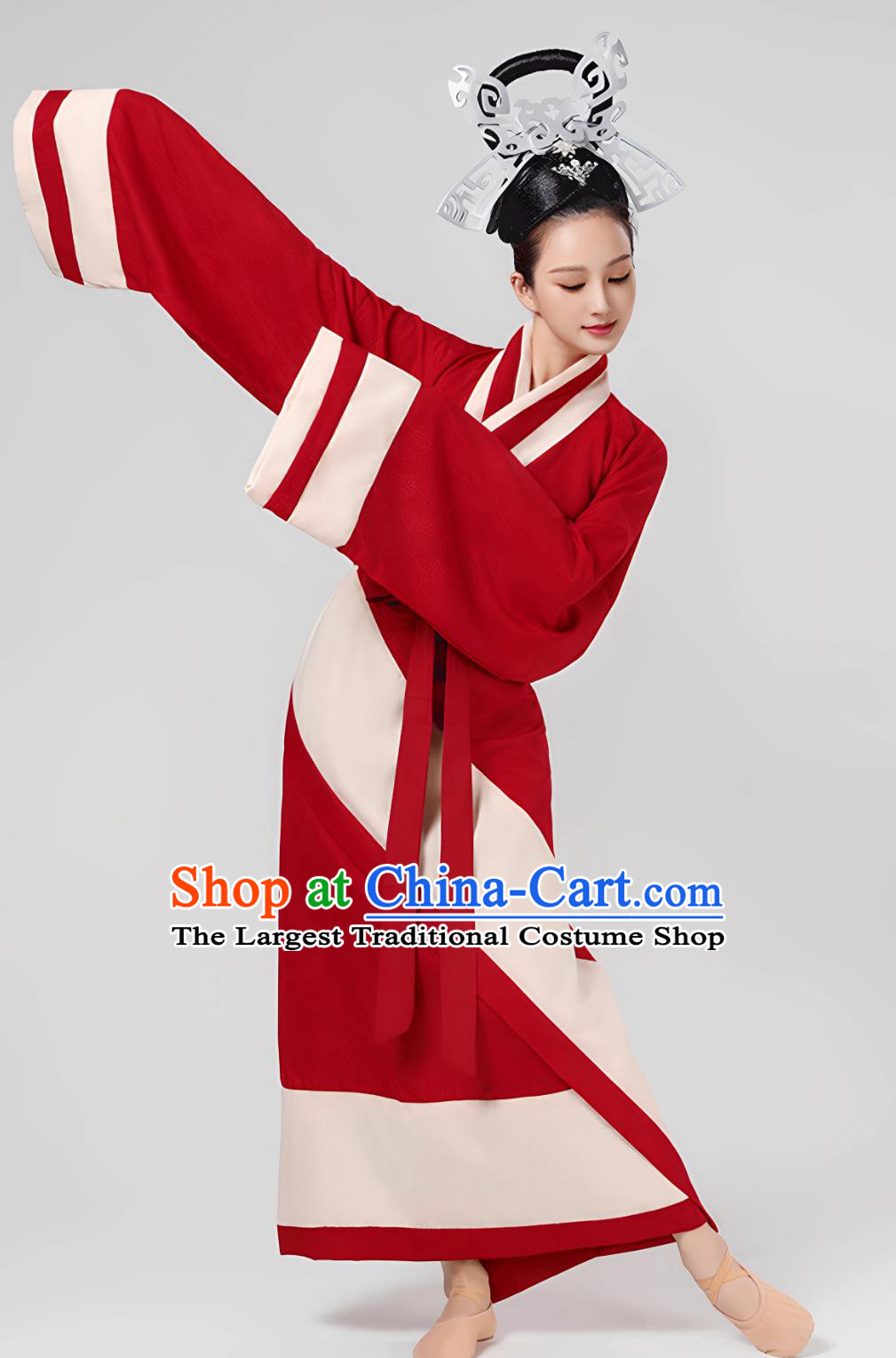 Han Dancing Beauty Han Dynasty Quju Robe Drum Dance Flying Swallow Costume Stage Performance Wine Red Ancient Hanfu Dress