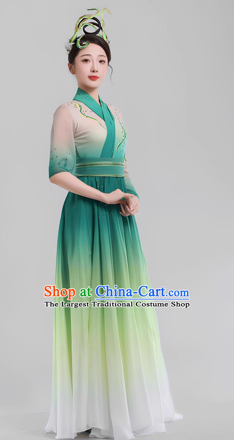 Opening Dance Willow Leaf Legend Costume Classical Dance Attire Ribbon Gradient Green Women Stage Dress