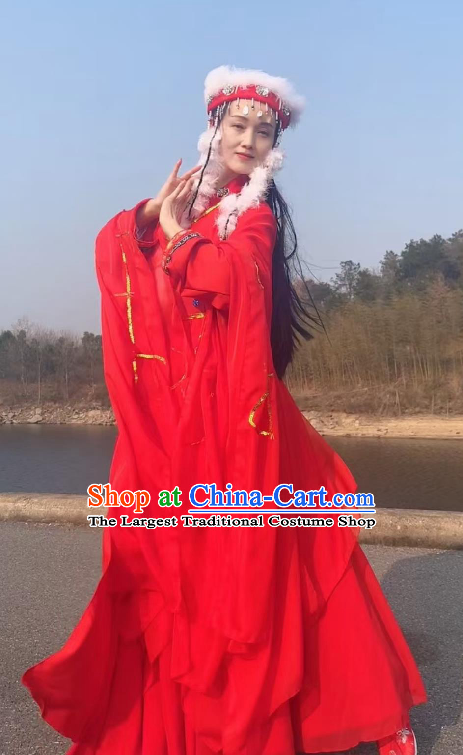 Princess Pearl Fragrant Concubine Red Dress Ancient Ethnic Princess Costume Film Television Butterfly Fairy Attire