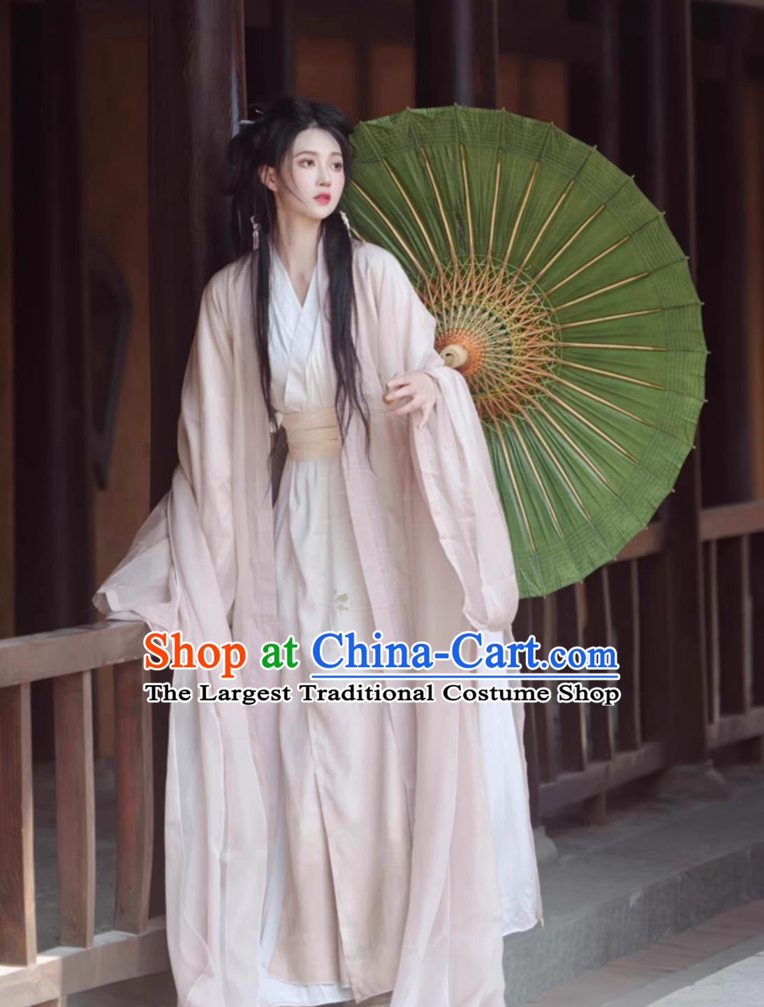 Traditional Chinese Costumes Song Dynasty Hanfu Light Khaki Wide Sleeve Dress