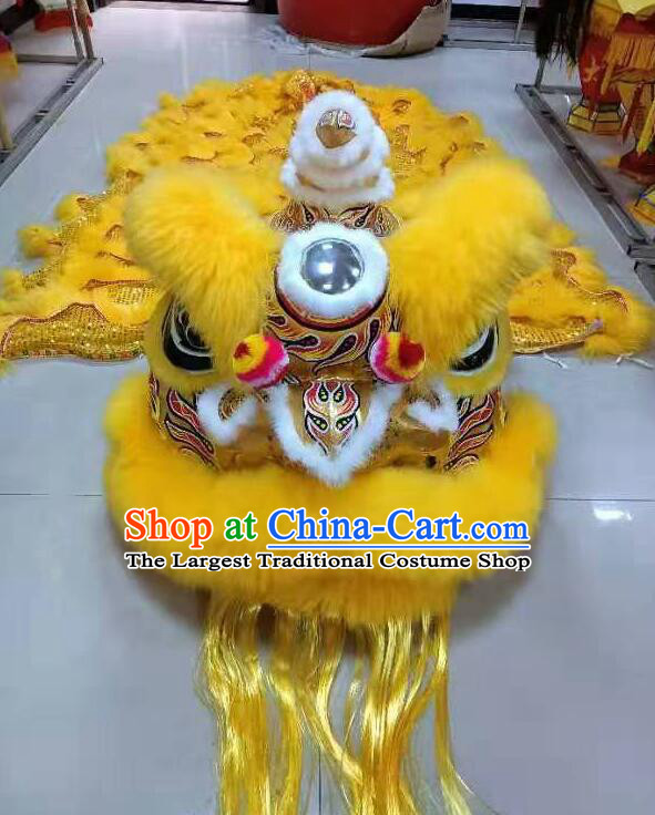 Yellow Wool Fut San Lion Dance Equipment Handmade Chinese Lion Dance Costume Traditional Festival Props