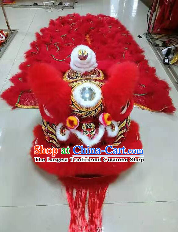 Traditional Festival Happy Props Red Wool Fut San Lion Dance Equipment Handmade Chinese Lion Dance Costume