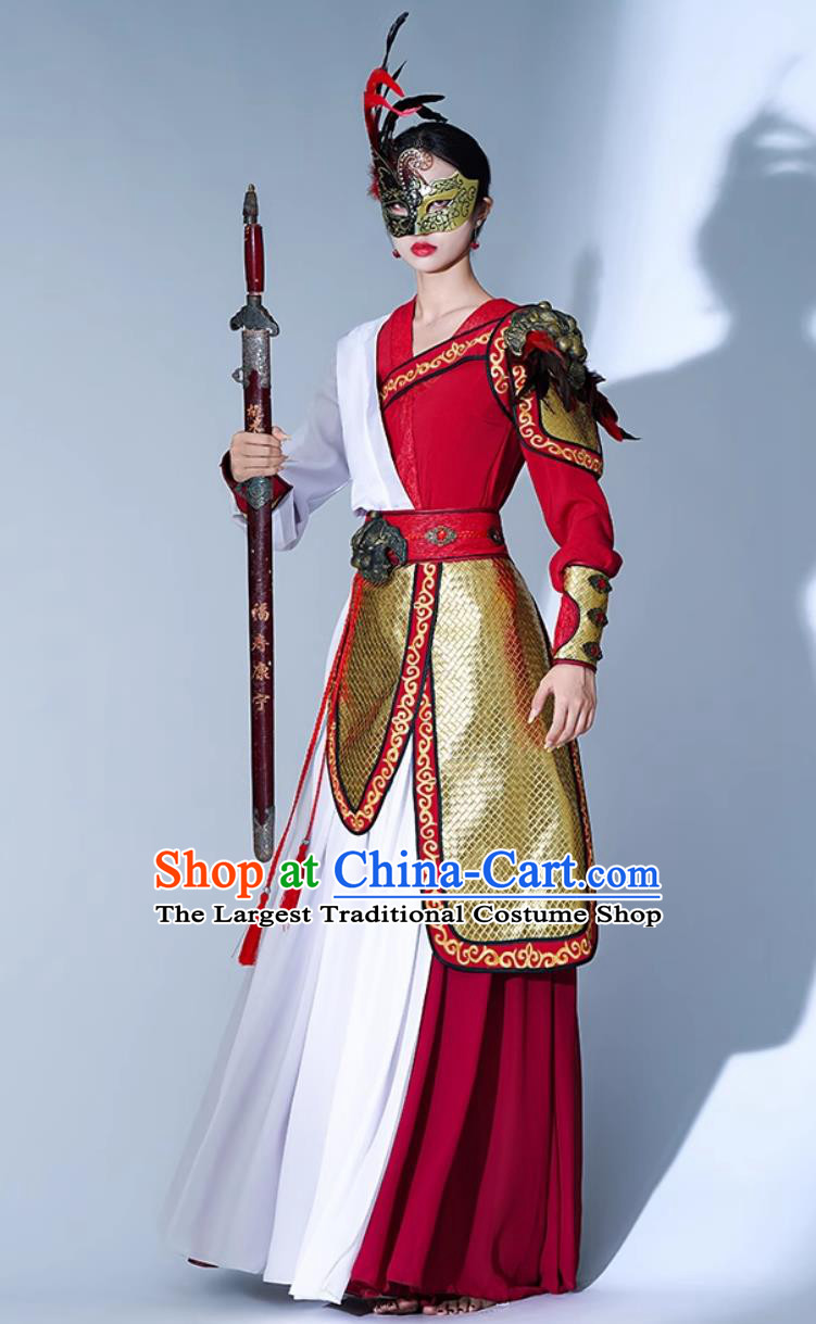 Chinese Classical Dance Costume Jiuzhou Unity Dance Attire Sword Dance Clothing Jazz Female Warrior Costume