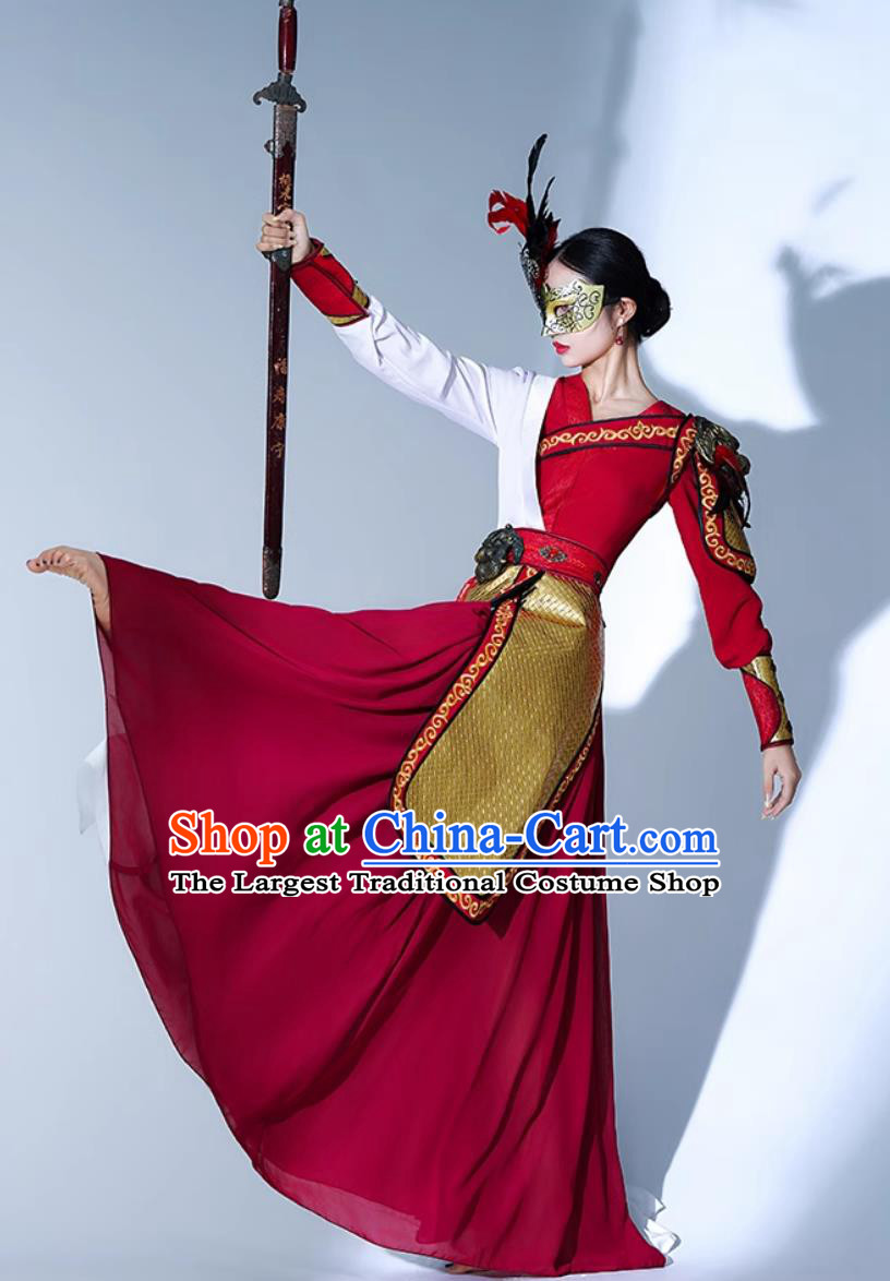 Chinese Classical Dance Costume Jiuzhou Unity Dance Attire Sword Dance Clothing Jazz Female Warrior Costume