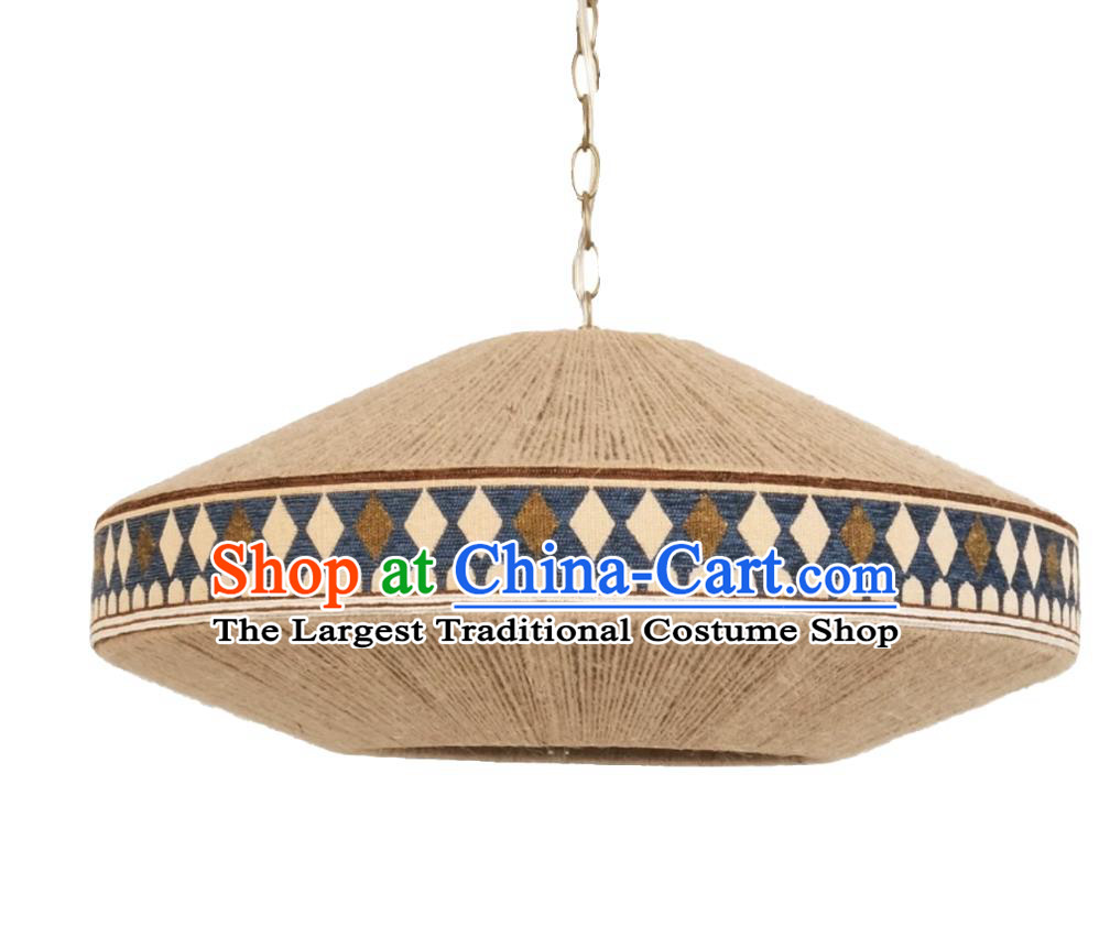 Southeast Asian Bohemian Print Fabric Pendant Light Holiday Home Living Room Cotton Rope Woven Lamp