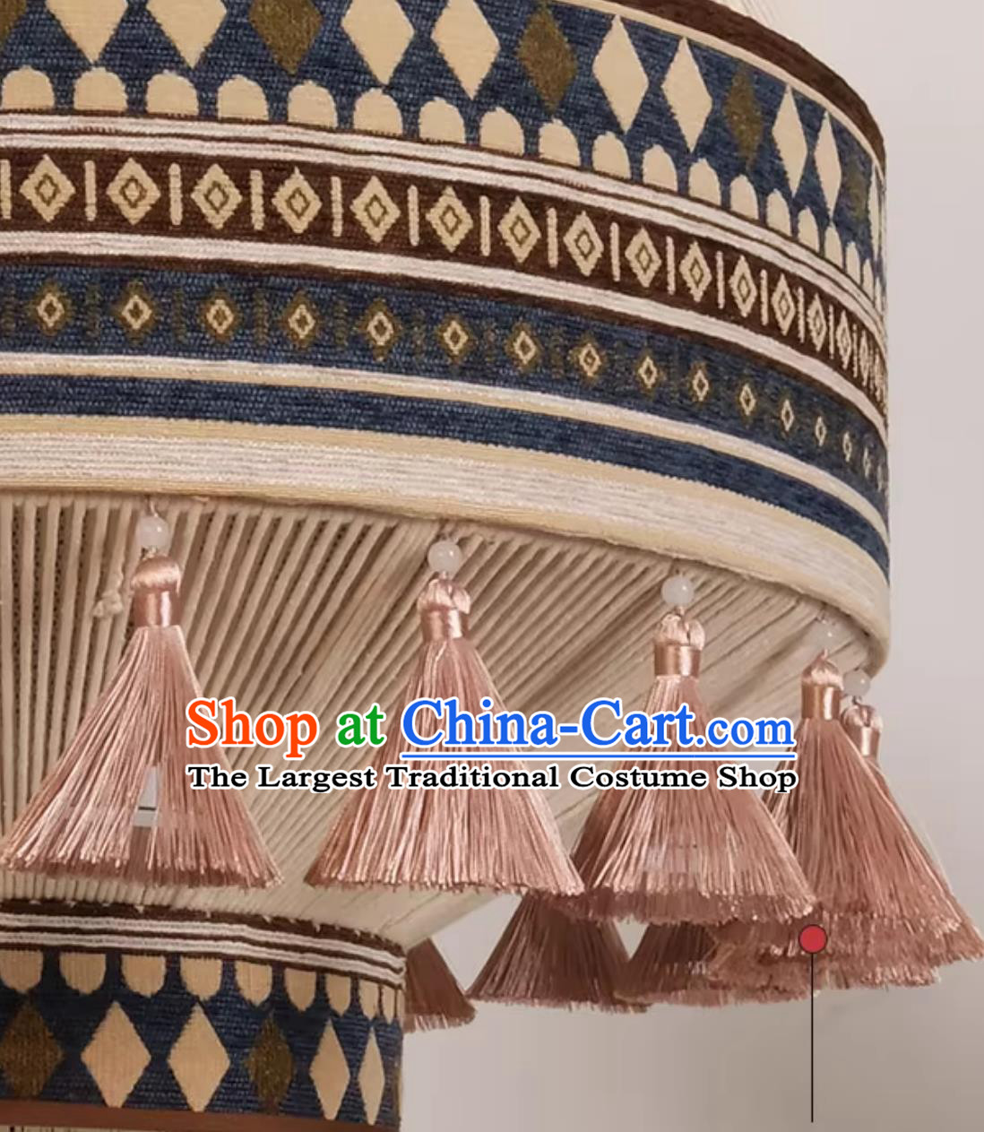 Bohemian Moroccan Vintage Ins Style Jute Rope Fabric Living Room Light Bedroom Fringe Pendant Lamp