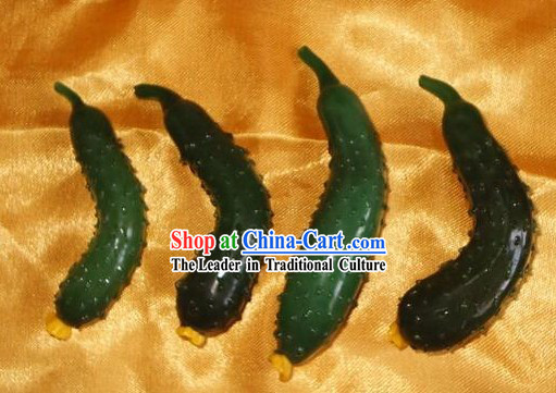 Chinese Classic Coloured Glaze Works-Cucumber_four pieces set_