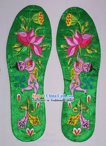 Chinese Hand Embroidery Insole-Lotus Child