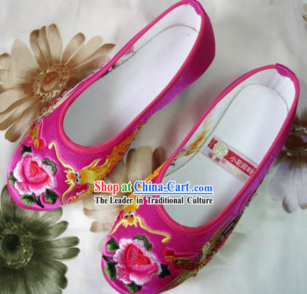 Traditional Red Wedding Dragon Phoenix Shoes